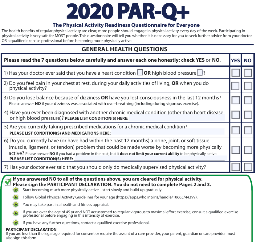 Physical Readiness Questionnaire